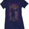 Band Shirts Janis Joplin Paisley & Flowers Frame Girly T-Shirt In Navy