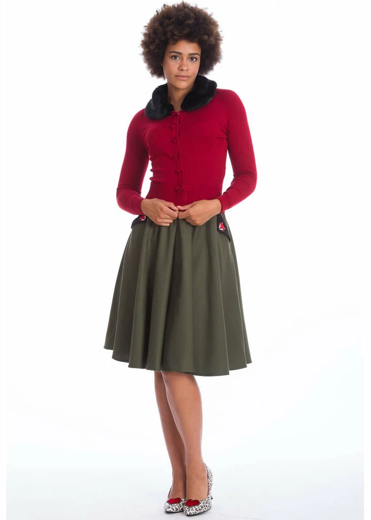 Banned Bow Dreaming 40's Cardigan In Burgundy 4 Banned Bow Dreaming 40's Cardigan In Burgundy - Image 4