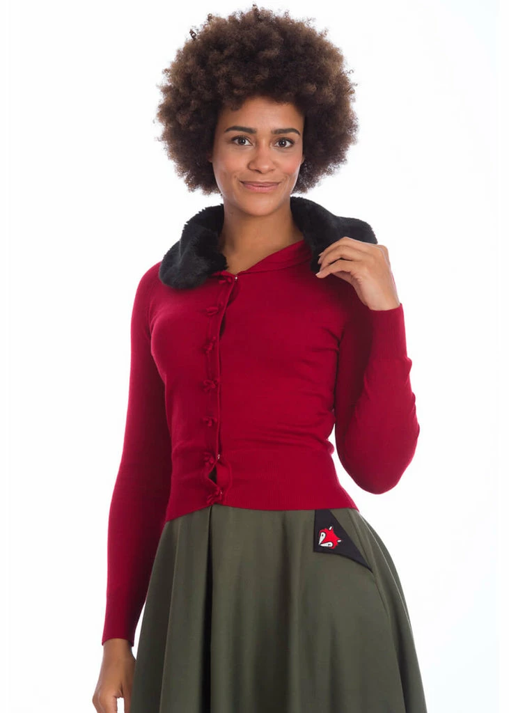 Banned Bow Dreaming 40's Cardigan In Burgundy 2 Banned Bow Dreaming 40's Cardigan In Burgundy - Image 2