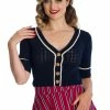 Banned Boat Club Anchor 50's Cardigan Navyblue