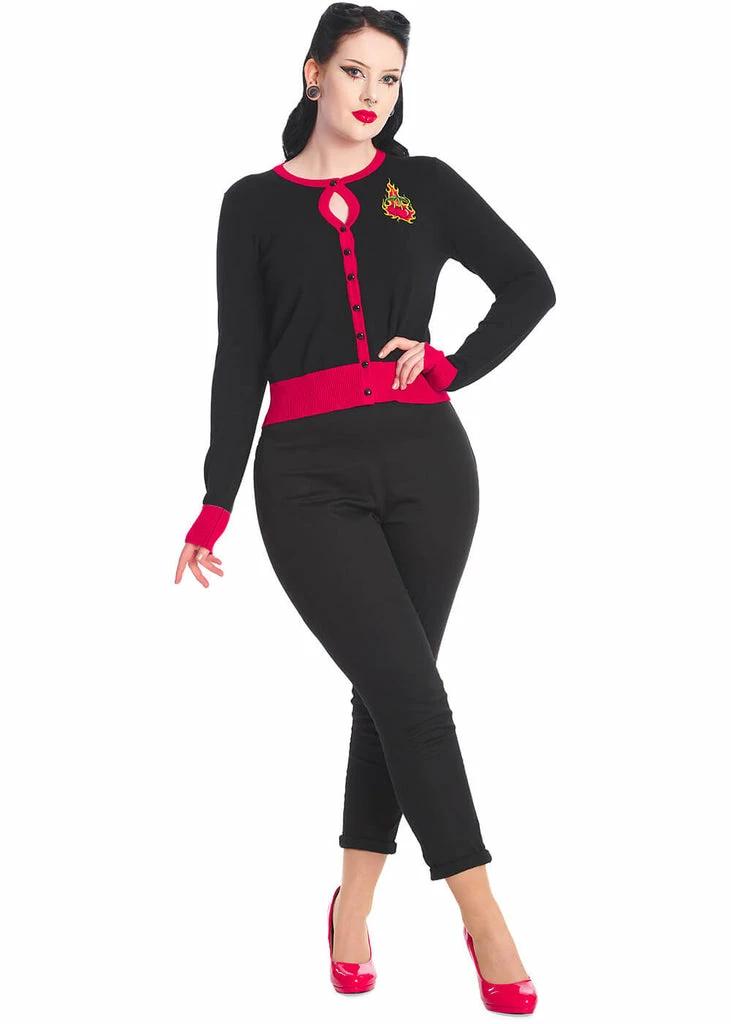 Banned Cherry Blaze 50's Cardigan Black 4 Banned Cherry Blaze 50's Cardigan Black - Image 4