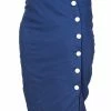 Banned Button Down 50's Pencil Skirt Navy