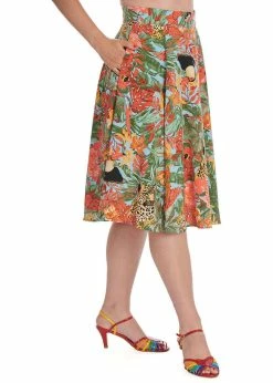 Banned Wild Parrot 50's Swing Skirt Blue -Banned Retro Shop banned SK25427 wild parrot swing skirt blue 2 1024x1024