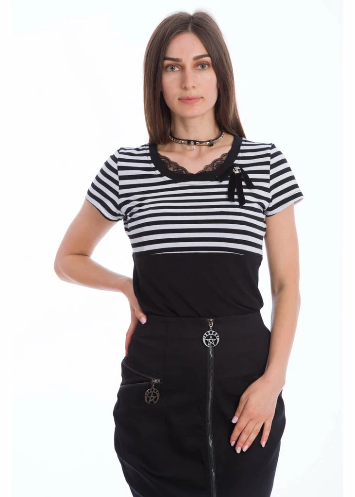 Banned Candy Stripe Sailor 40's Top Black 1 Banned Candy Stripe Sailor 40's Top Black