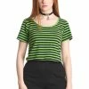 Sweet Yet Spooky Stripe Top Green Black