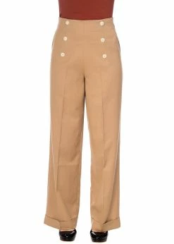 Banned Adventures Ahead 40's Trousers Tan Brown