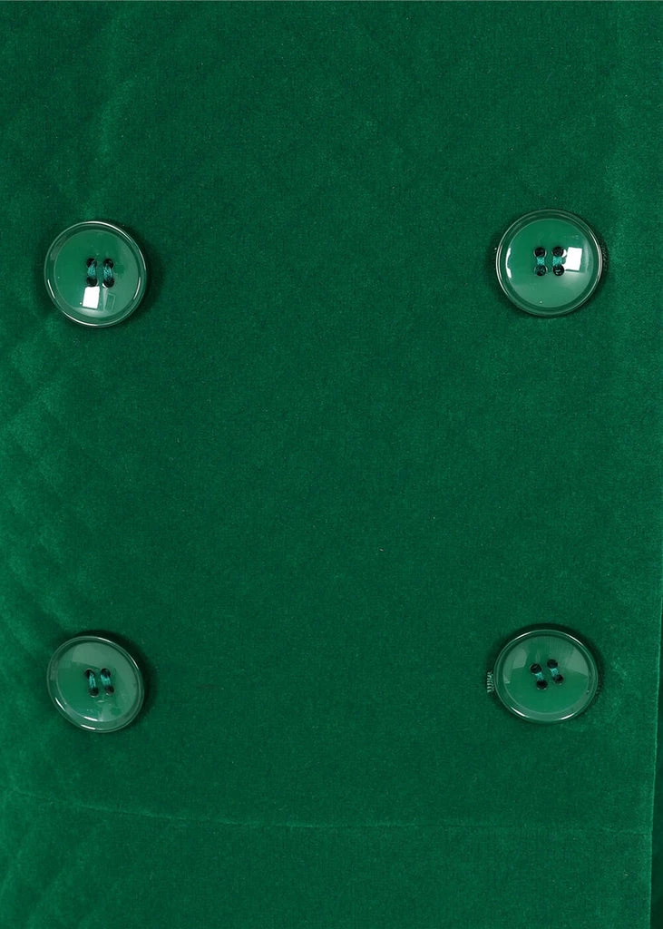 Collectif Heather Quilted Velvet 40's Swing Coat Green 4 Collectif Heather Quilted Velvet 40's Swing Coat Green - Image 4