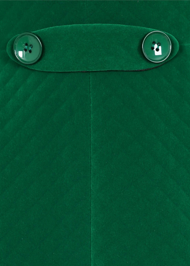 Collectif Heather Quilted Velvet 40's Swing Coat Green 6 Collectif Heather Quilted Velvet 40's Swing Coat Green - Image 6