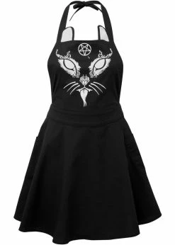 Killstar Devil Cat Apron Black