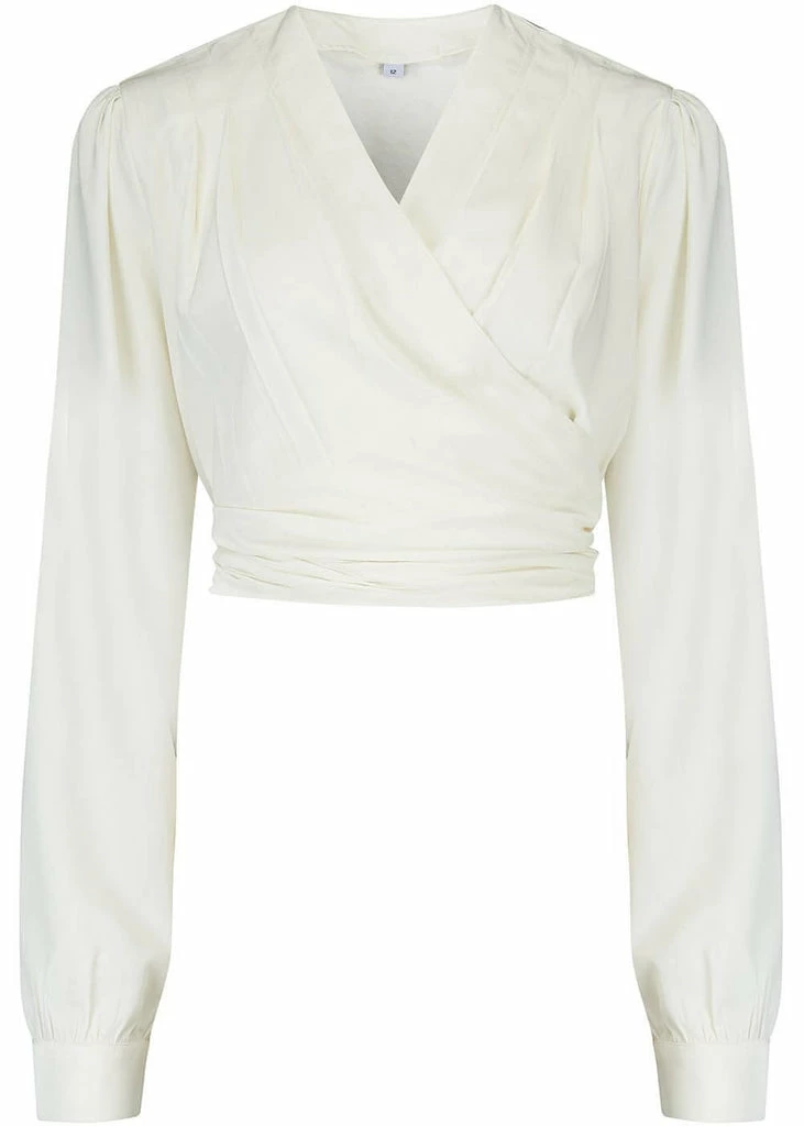 Rock N Romance Darla Long Sleeve 40's Wrap Blouse Antique White 1 Rock N Romance Darla Long Sleeve 40's Wrap Blouse Antique White