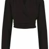 Rock N Romance Darla Long Sleeve 40's Wrap Blouse Black