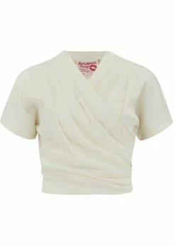 Rock N Romance Darla Short Sleeved 40's Wrap Blouse Ivory