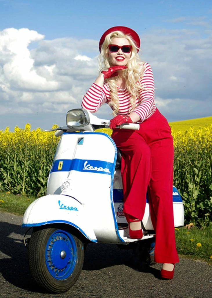 Rock N Romance Sophia 40's Palazzo Trousers Red 2 Rock N Romance Sophia 40's Palazzo Trousers Red - Image 2