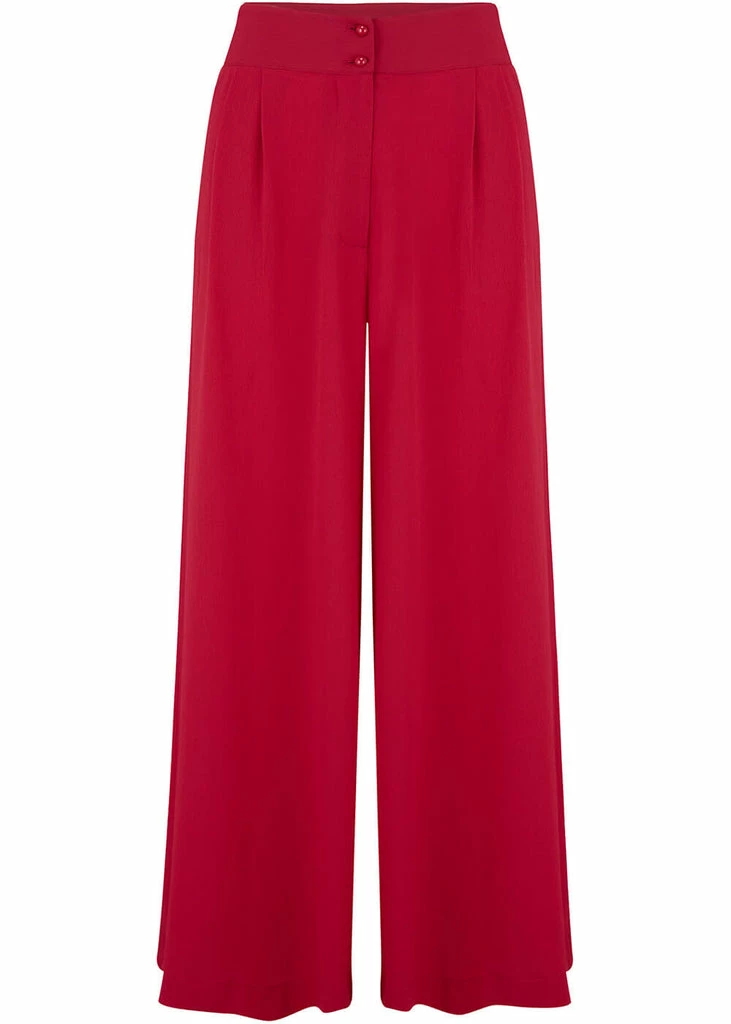 Rock N Romance Sophia 40's Palazzo Trousers Red 1 Rock N Romance Sophia 40's Palazzo Trousers Red