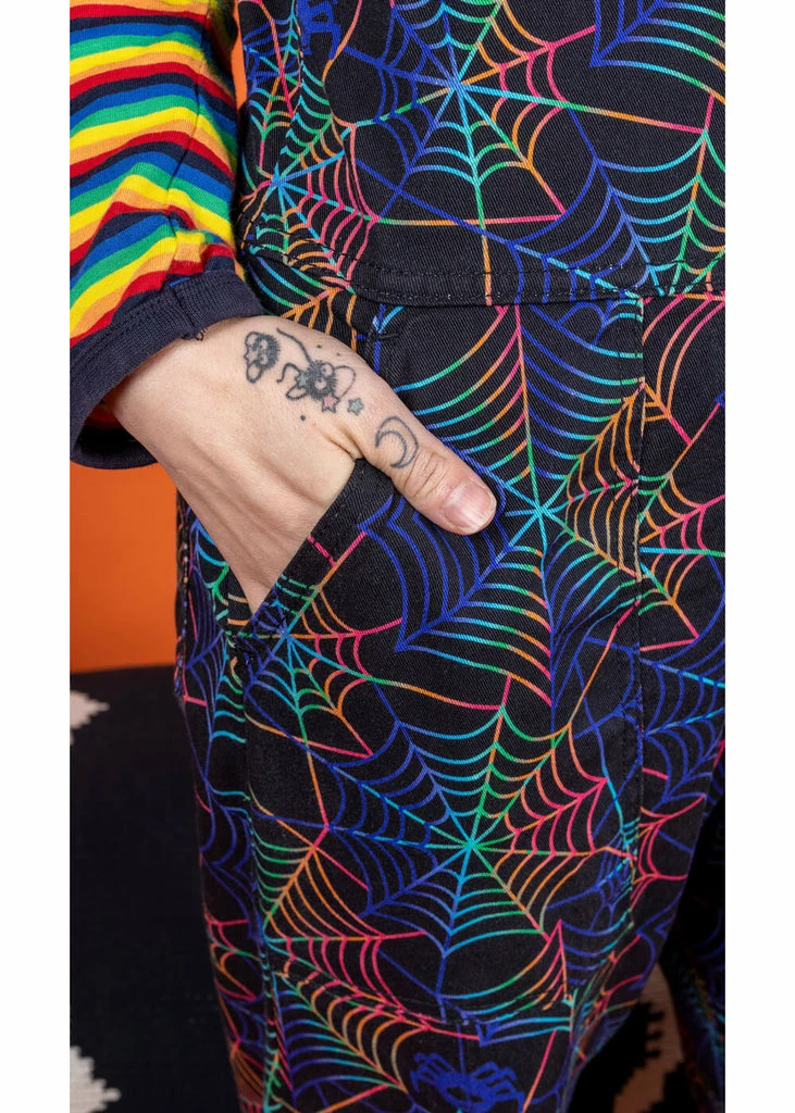 Run & Fly Rainbow Spider Web 70's Dungarees Black 3 Run & Fly Rainbow Spider Web 70's Dungarees Black - Image 3