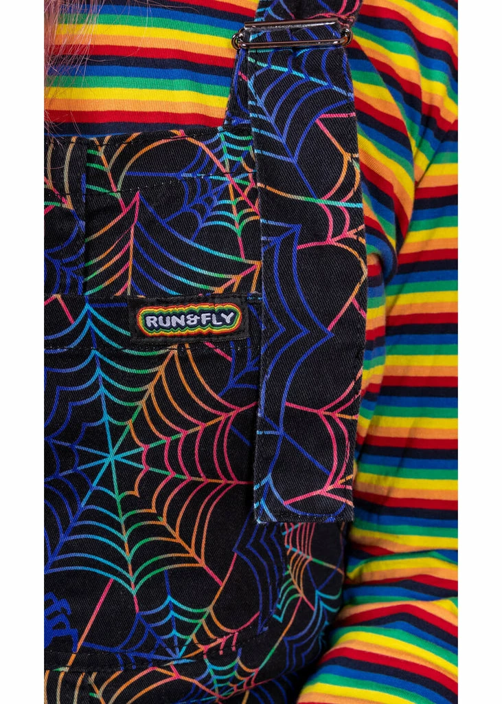 Run & Fly Rainbow Spider Web 70's Dungarees Black 2 Run & Fly Rainbow Spider Web 70's Dungarees Black - Image 2