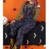 Run & Fly Rainbow Spider Web 70's Dungarees Black