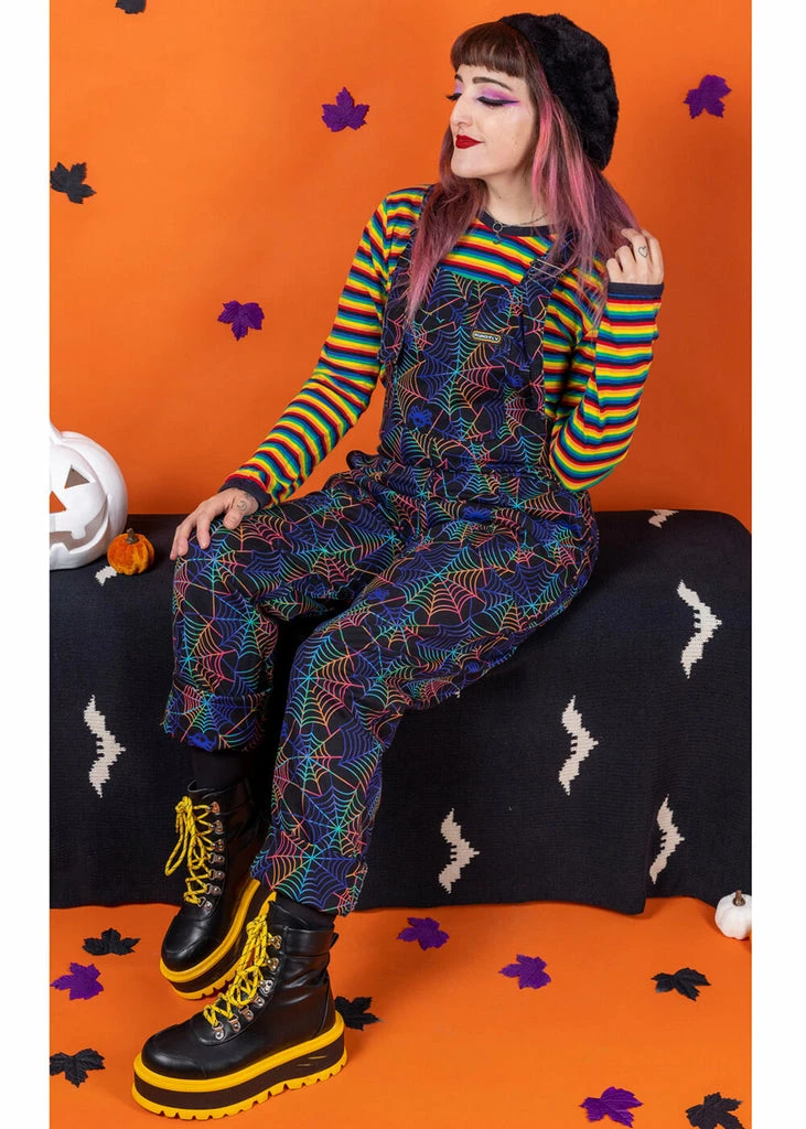 Run & Fly Rainbow Spider Web 70's Dungarees Black 1 Run & Fly Rainbow Spider Web 70's Dungarees Black