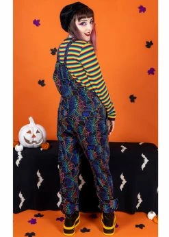 Run & Fly Rainbow Spider Web 70's Dungarees Black 11 Run & Fly Rainbow Spider Web 70's Dungarees Black -Banned Retro Shop run and flyJ M2168 rainbow spider web dungarees blk 6 1024x1024