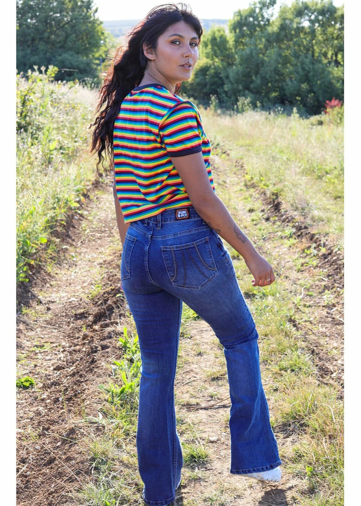 Run & Fly Rock 'n Roll Denim 70's Flare Jeans Blue - Image 2