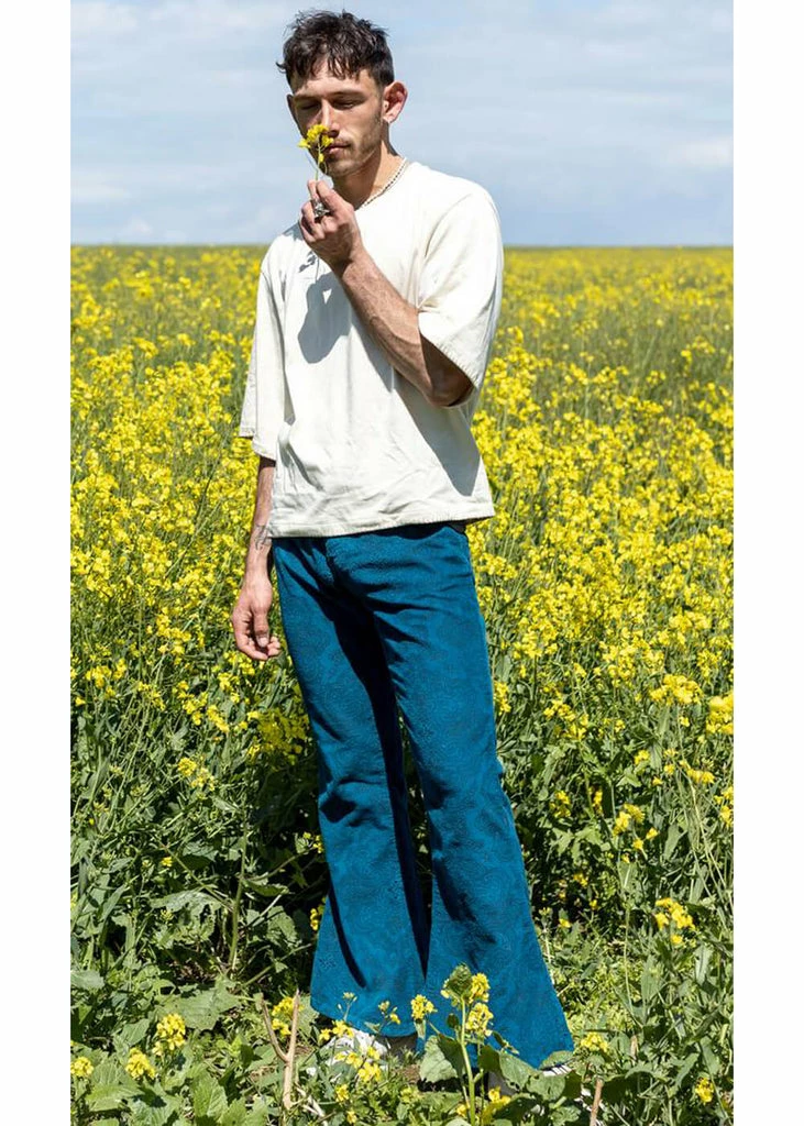 Run And Fly Mens Hendrix Corduroy 70's Flare Trousers Ink Blue 5 Run And Fly Mens Hendrix Corduroy 70's Flare Trousers Ink Blue - Image 5