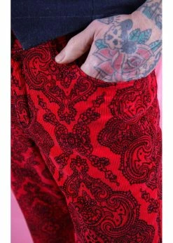 Run & Fly Mens Hendrix Corduroy 70's Flared Trousers Red -Banned Retro Shop run and fly JM1606 hendrix trousers red 5 0b340dce 3163 4bb0 b1bd cc2f007fc48f 1024x1024