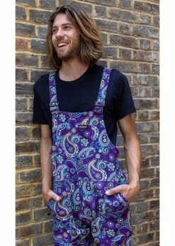 Run & Fly Paisley Twill 70's Dungarees Purple -Banned Retro Shop run and fly JM2023 paisley twill dungarees purple 0 1024x1024