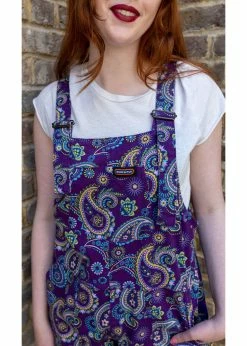 Run & Fly Paisley Twill 70's Dungarees Purple -Banned Retro Shop run and fly JM2023 paisley twill dungarees purple 2 1024x1024