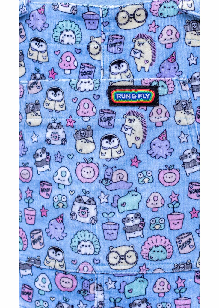 Run & Fly Sugar And Sloth 80's Dungarees Blue 2 Run & Fly Sugar And Sloth 80's Dungarees Blue - Image 2