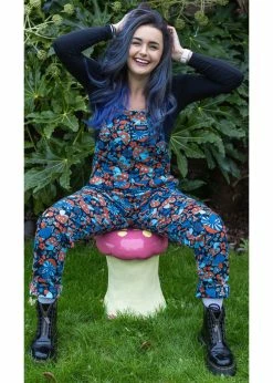 Run & Fly Magic Mushroom Dungarees Black
