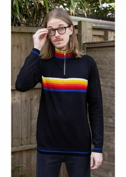 Run & Fly Retro Zip 70's Jumper Black
