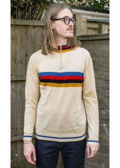 Run & Fly Retro Zip 70's Jumper Cream