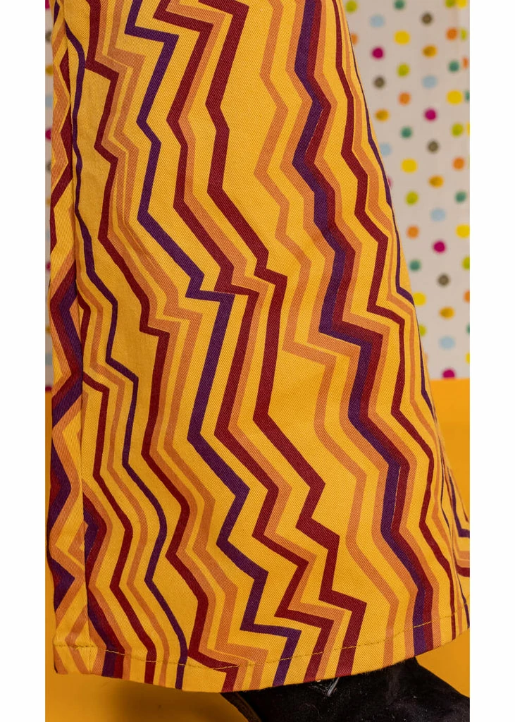 Run & Fly Zigzag Flare 70's Trousers Honey Gold 2 Run & Fly Zigzag Flare 70's Trousers Honey Gold - Image 2