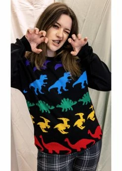 Run & Fly Rainbow Dino Jumper Black