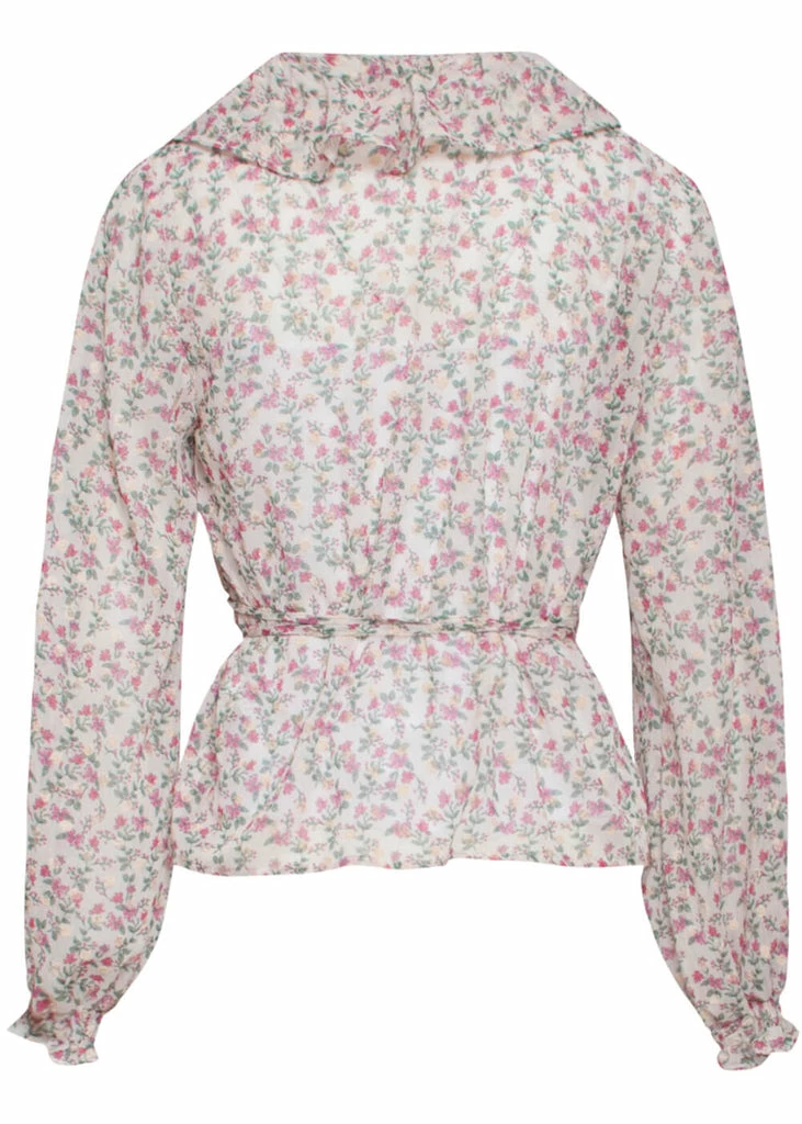 Smashed Lemon Floral Goddess 70's Blouse White 2 Smashed Lemon Floral Goddess 70's Blouse White - Image 2