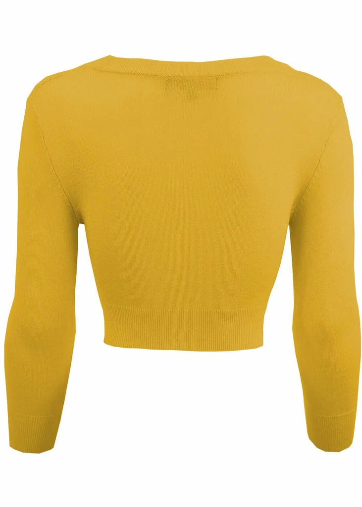 Succubus Clothing Retro Short 50's Cardigan Honey Yellow 3 Succubus Clothing Retro Short 50's Cardigan Honey Yellow - Image 3