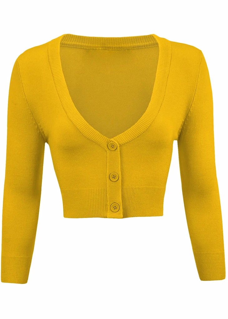 Succubus Clothing Retro Short 50's Cardigan Honey Yellow 1 Succubus Clothing Retro Short 50's Cardigan Honey Yellow