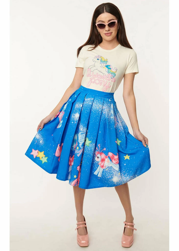 Unique Vintage X My Little Pony Main Attraction 50's Swing Skirt Blue - Image 2