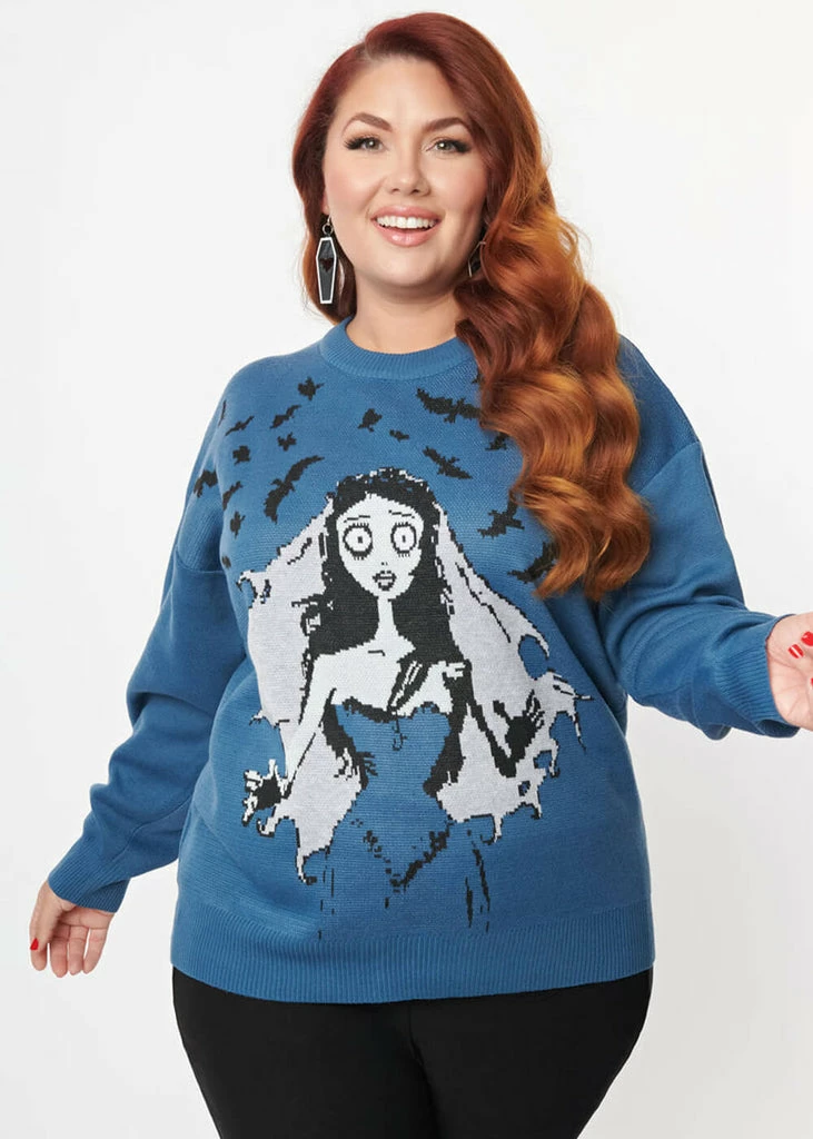 Unique Vintage X Corpse Bride Sweater Blue