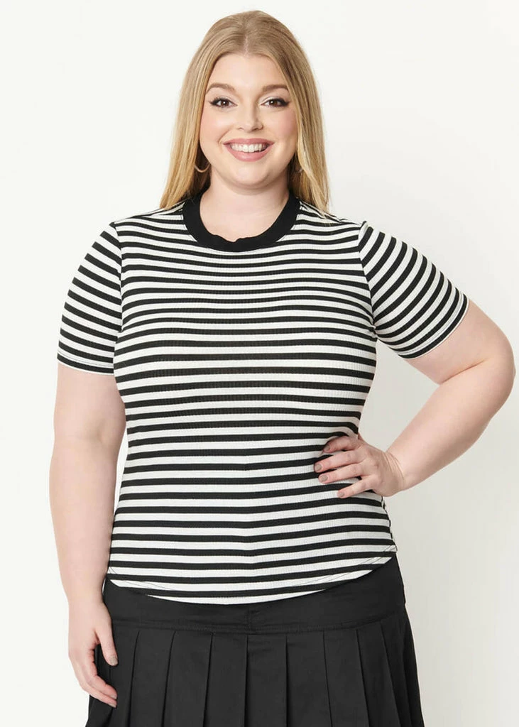 Unique Vintage Back To Basics Striped 60's Top Black White 4 Unique Vintage Back To Basics Striped 60's Top Black White - Image 4