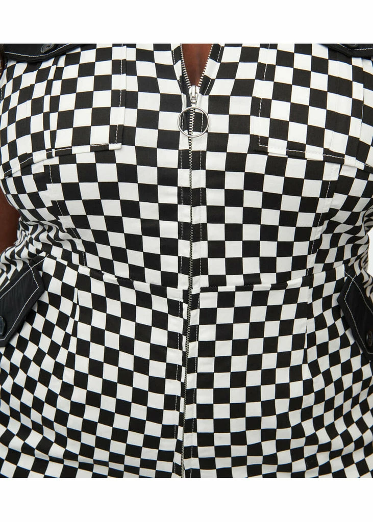 Unique Vintage Checkered Cargo 60's Jumpsuit Black White 4 Unique Vintage Checkered Cargo 60's Jumpsuit Black White - Image 4