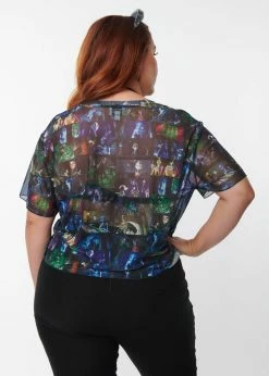 Unique Vintage X Corpse Bride Boxy Cropped Mesh Top Multicolour -Banned Retro Shop unique vintage K1729KT3 corpse bride boxy top 2 e2231847 dc99 4c60 9def d9abd36087f4 1024x1024