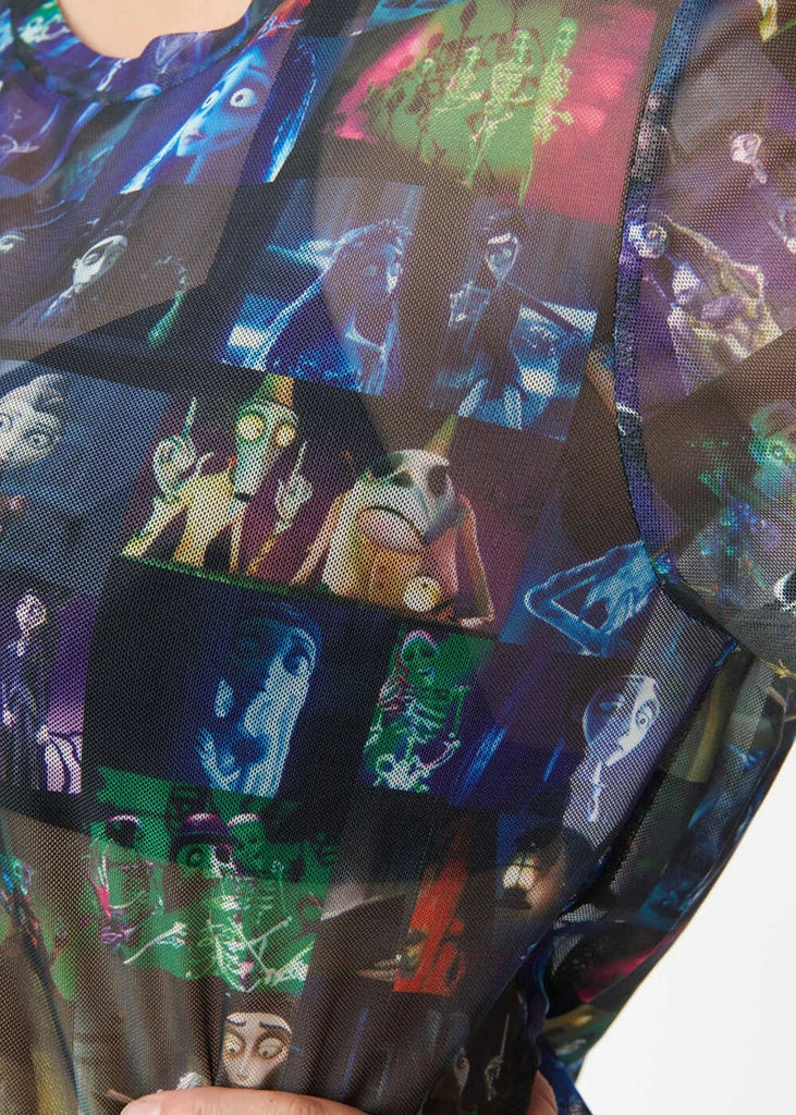 Unique Vintage X Corpse Bride Boxy Cropped Mesh Top Multicolour - Image 5