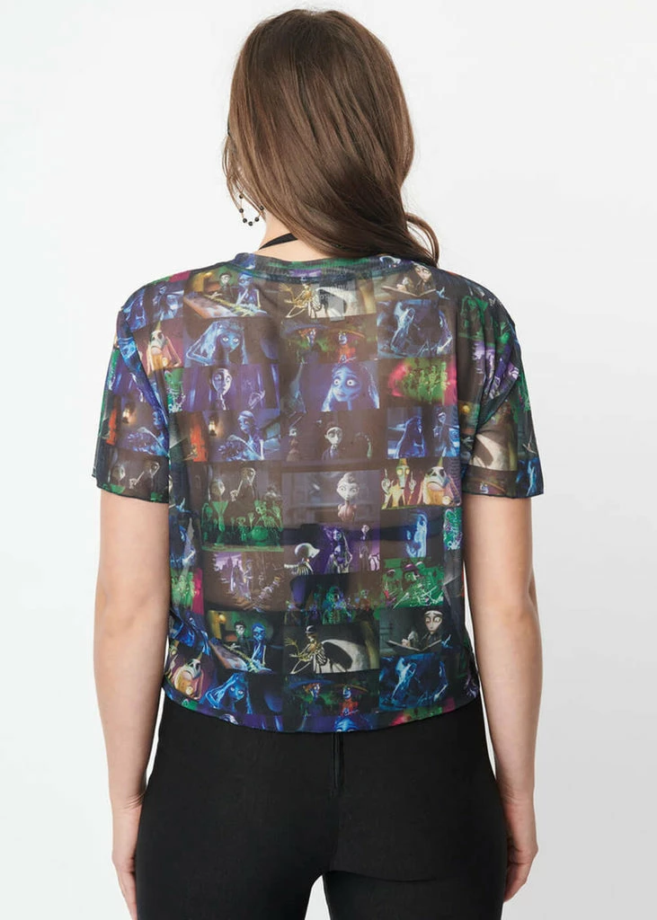 Unique Vintage X Corpse Bride Boxy Cropped Mesh Top Multicolour - Image 6