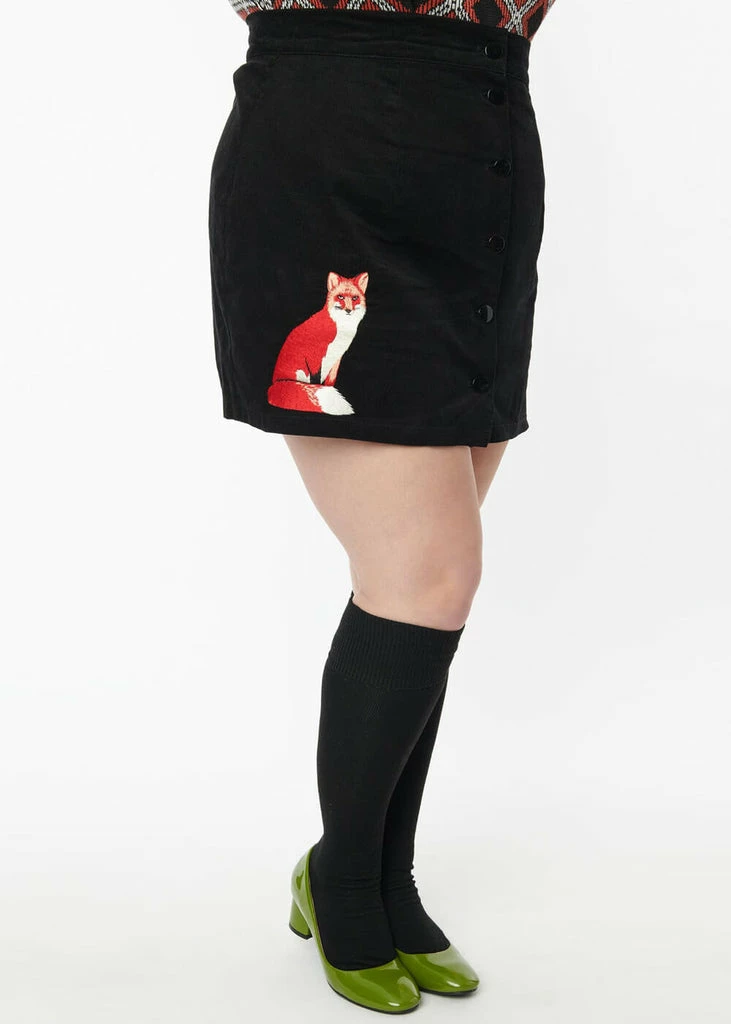 Unique Vintage Smak Parlour Fox Corduroy 60's Mini Skirt Black 5 Unique Vintage Smak Parlour Fox Corduroy 60's Mini Skirt Black - Image 5