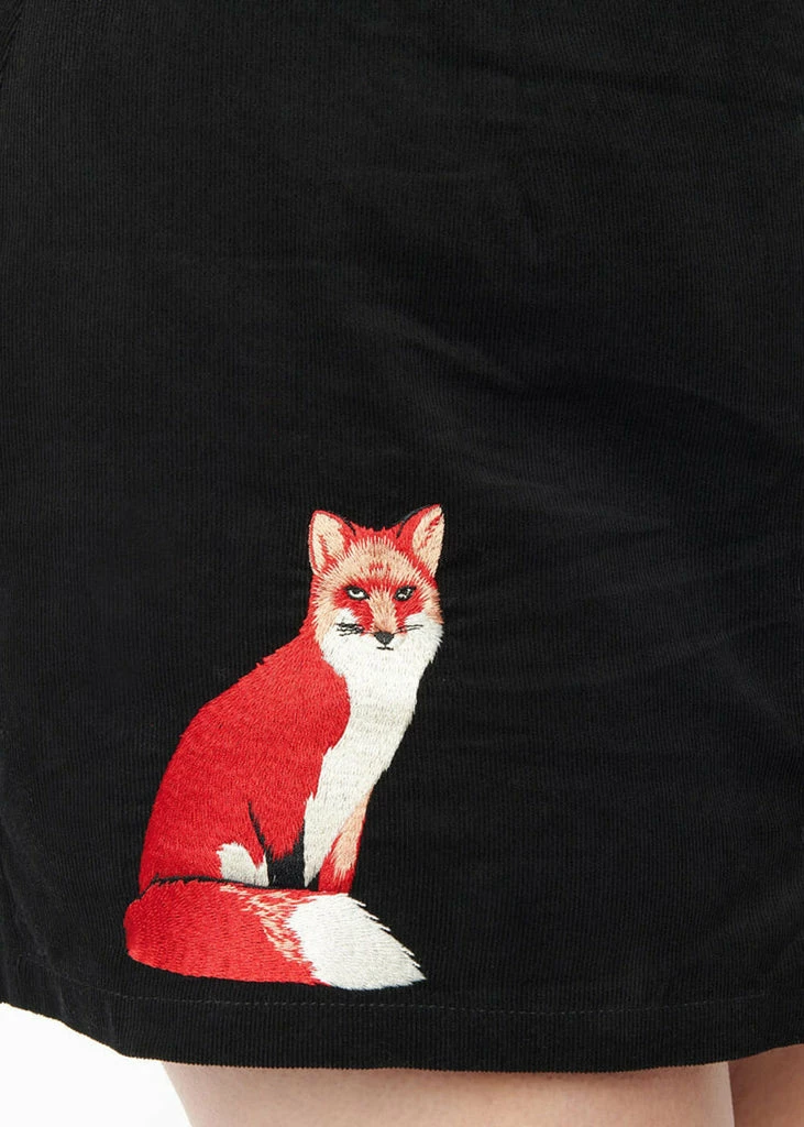 Unique Vintage Smak Parlour Fox Corduroy 60's Mini Skirt Black 2 Unique Vintage Smak Parlour Fox Corduroy 60's Mini Skirt Black - Image 2
