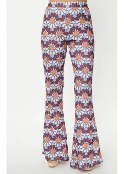 Unique Vintage Smak Parlour Flower Power Find Your Flare 70's Trousers Blue Purple