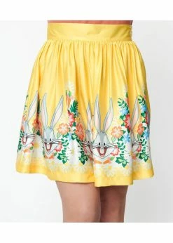 Unique Vintage X Looney Tunes Bugs Bunny 60's Short Skirt Yellow