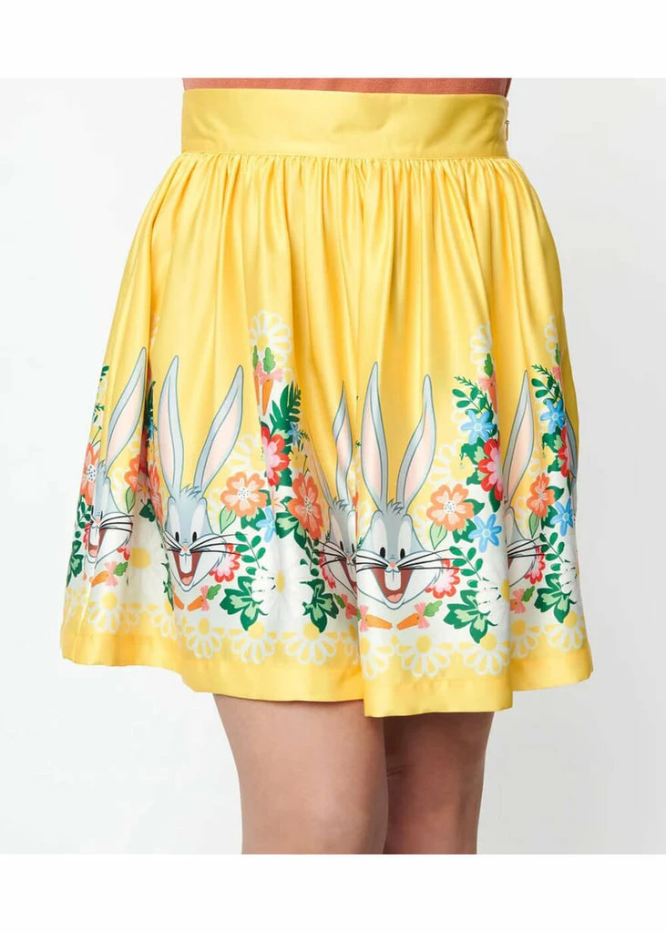Unique Vintage X Looney Tunes Bugs Bunny 60's Short Skirt Yellow