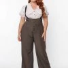 Unique Vintage Thelma Pinstripe 40's Trousers With Suspenders Grey